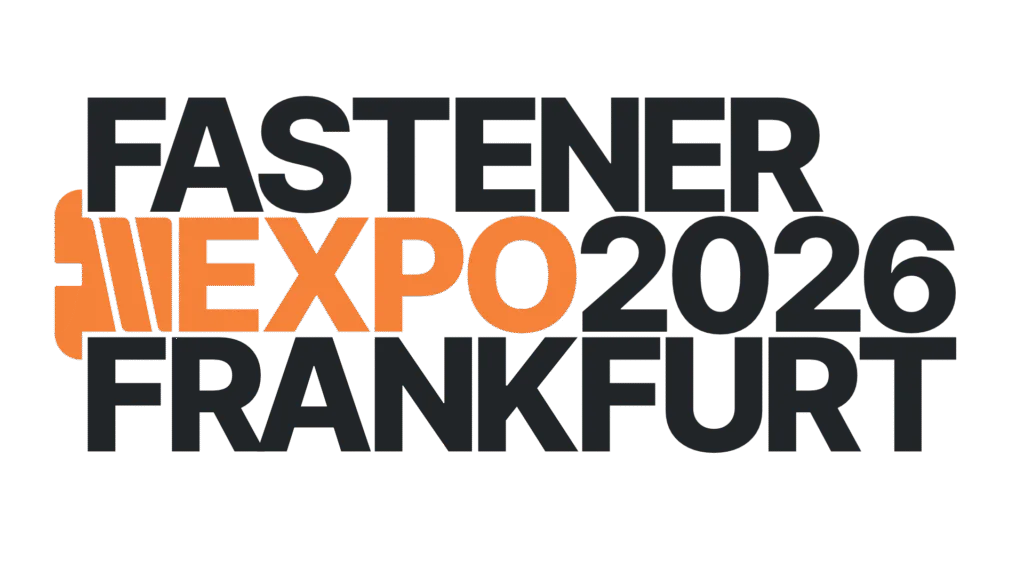 Logo for Fastener Expo 2026 Frankfurt, featuring an orange bolt graphic and bold black text, ideal for Messen & Veranstaltungen über industrielle Schraubsysteme.